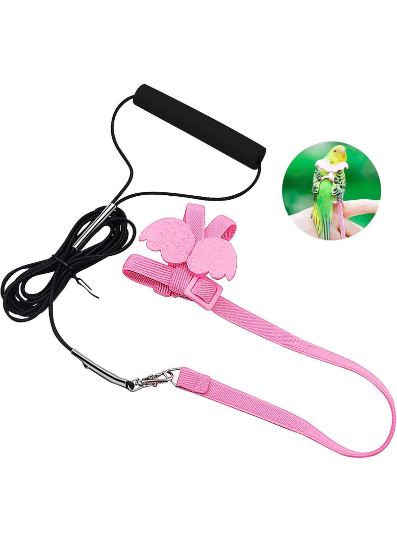 Bird training harness, adjustable parrot flight tether rope, universal flight tether rope, durable outdoor accessory, outdoor training toy, suitable for birds, parrots, cockatoos, long-tailed small parrots, green linden finches, 1 piece (pink) - Image 1